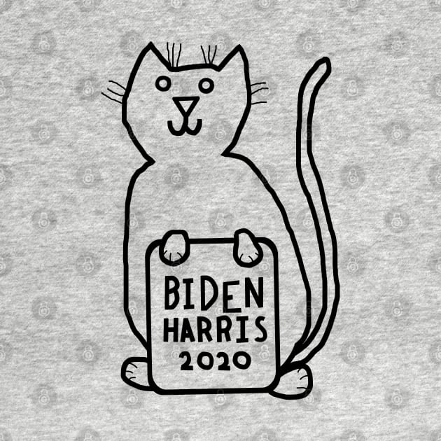 Cute Cat with Biden Harris Sign Outline by ellenhenryart